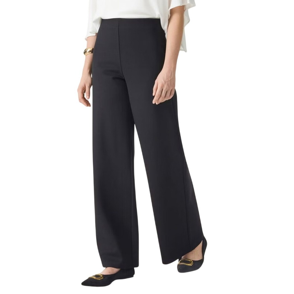 OGL Women's Black Tummy-Smooth Wide Leg Pull-on Pants with Pockets Size XL